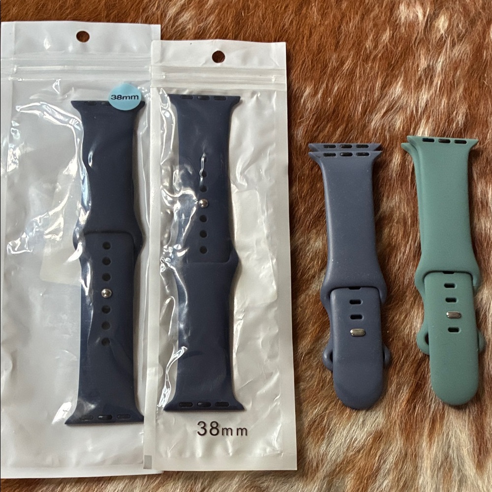 38mm Dark Blue & Green Silicone Watch Bands – Compatible 38mm Smartwatches
